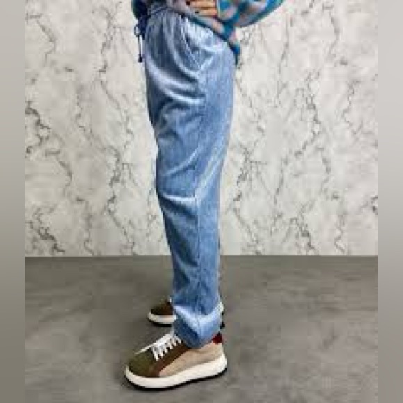 NWT Forte forte velvet ribbed corduroy Blue drawstring Trousers pants medium - Picture 2 of 8